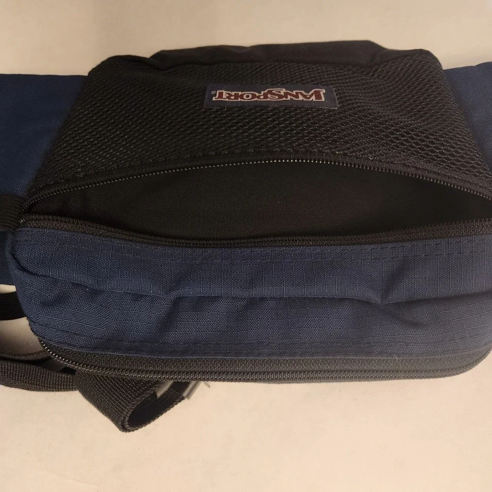 Vintage Jansport Hiking Fannypack W/Bottle Holder BLACK EUC BLUE‎